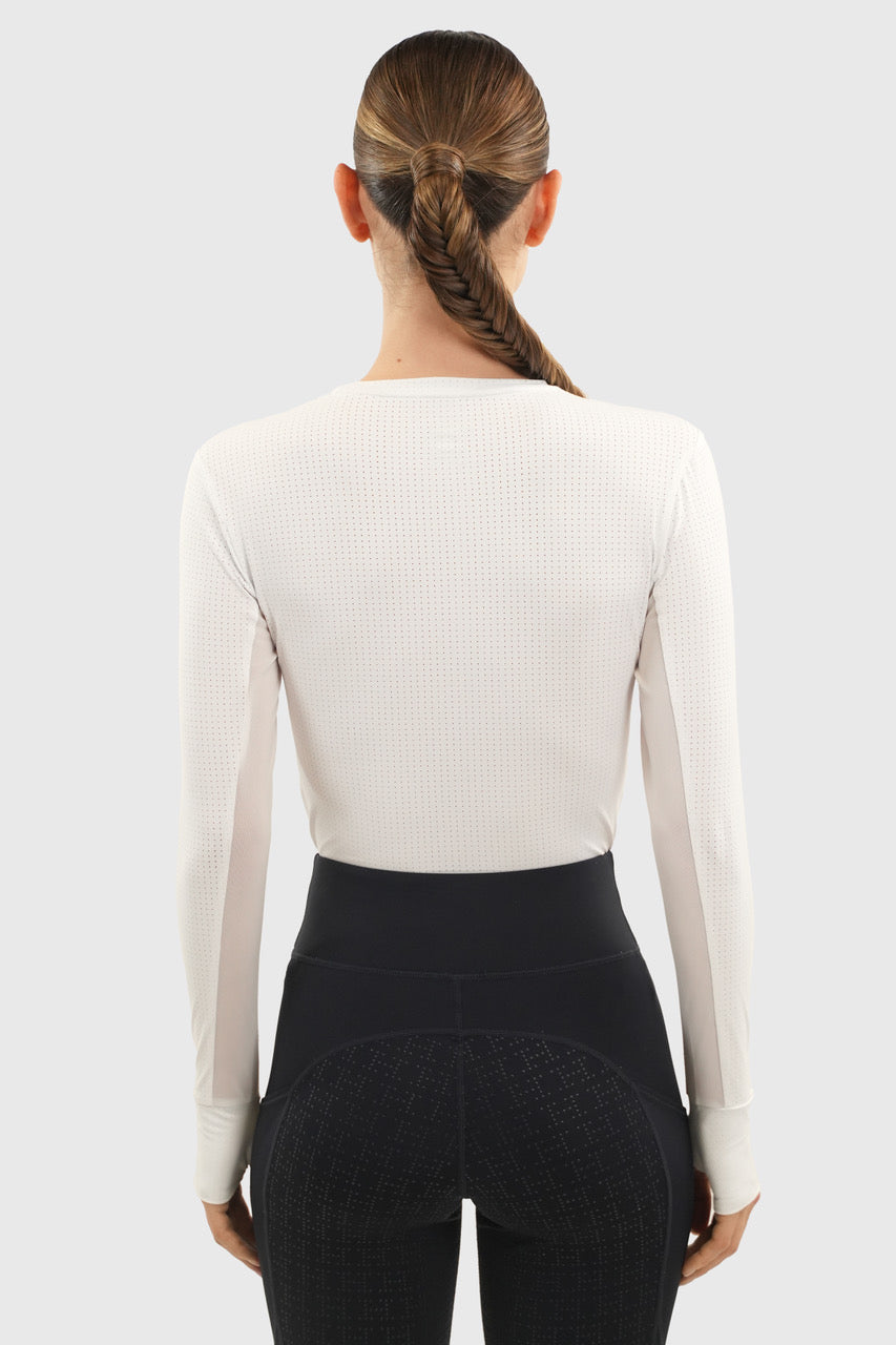Bluvea Perforated Long Sleeve Crew Neck