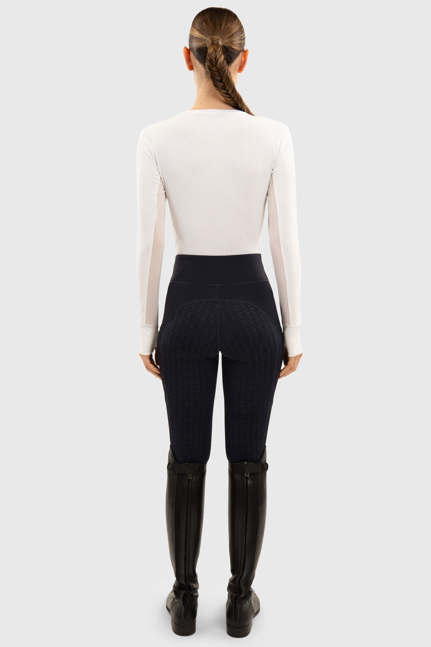 Bluvea Perforated Long Sleeve Crew Neck