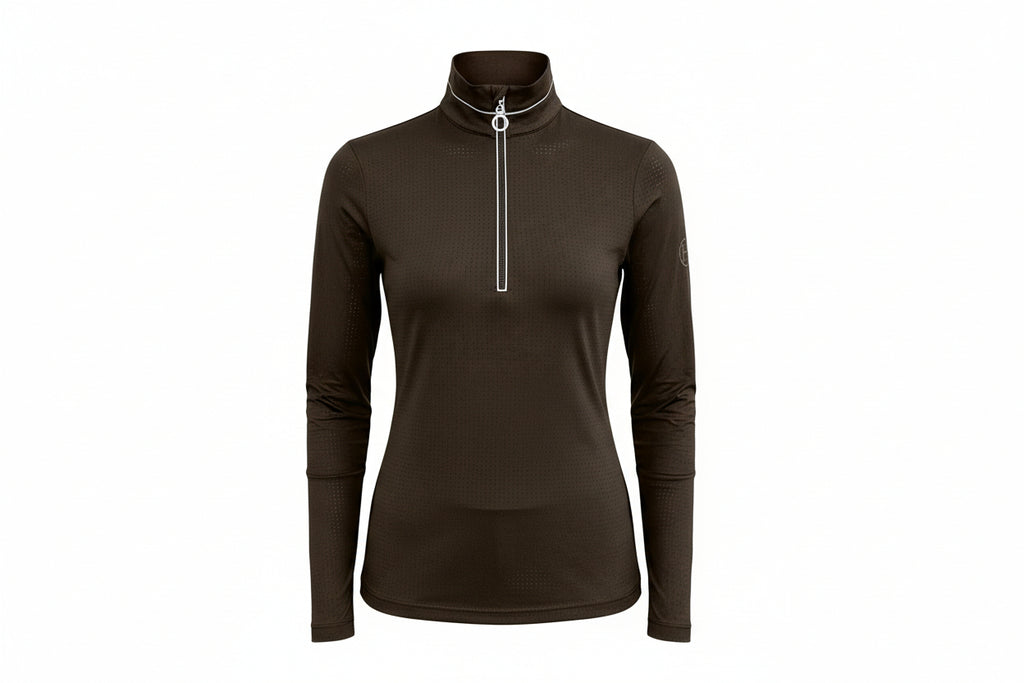 Breezi Perforated Zip Up Sun Shirt
