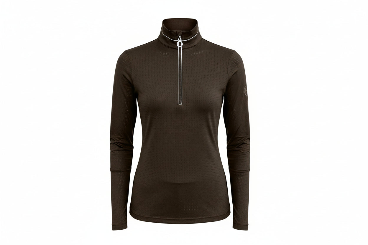 Breezi Perforated Zip Up Sun Shirt