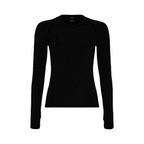 Black long-sleeve shirt on a light gray background
