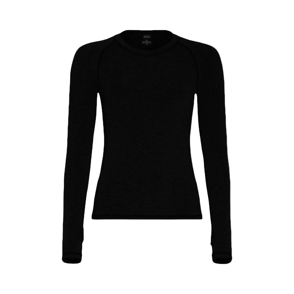 Black long-sleeve shirt on a light gray background