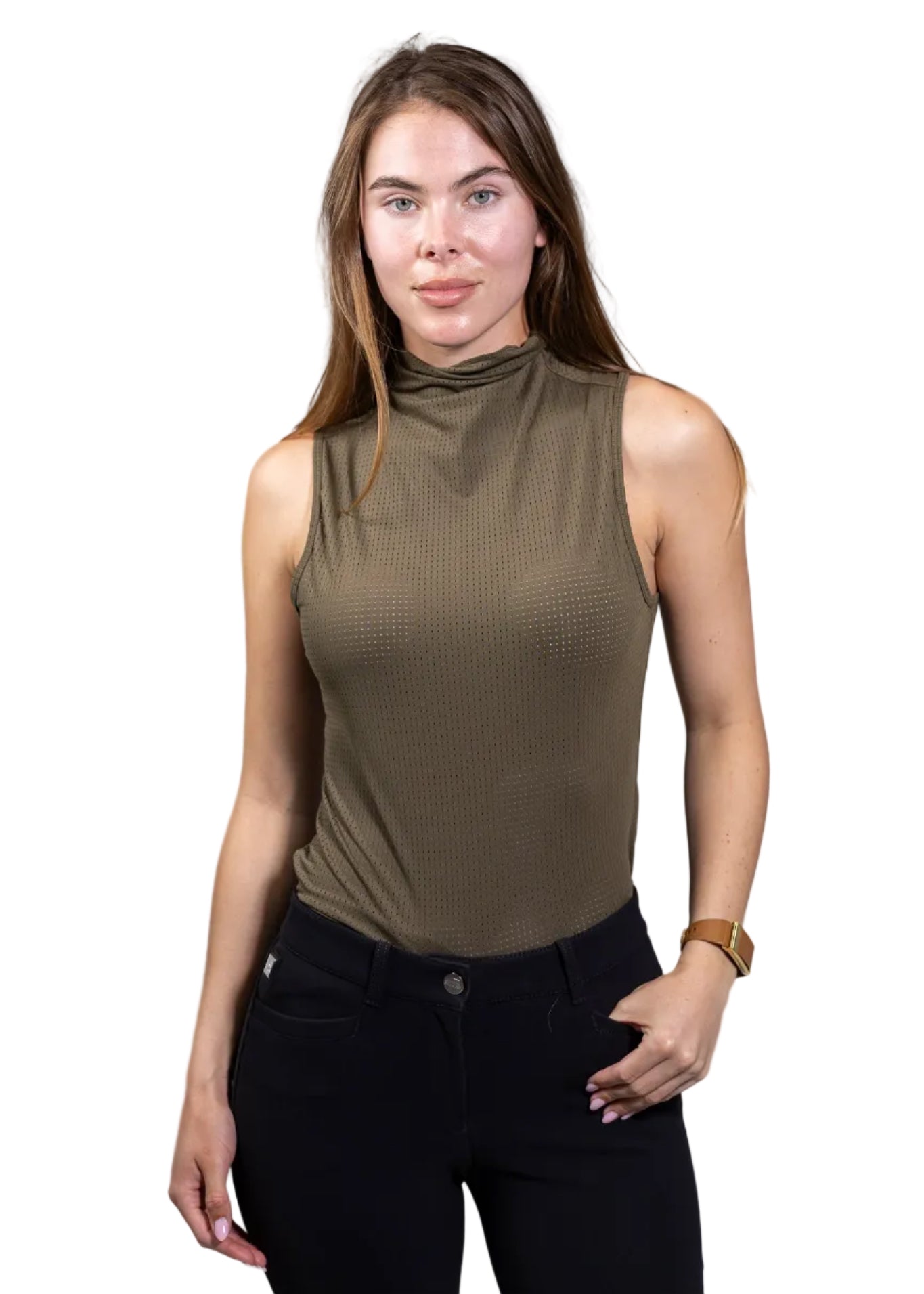 Blaire Perforated Turtleneck Tank Top