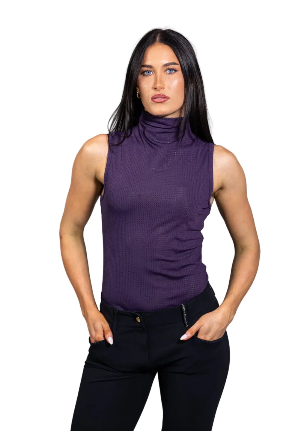 Blaire Perforated Turtleneck Tank Top