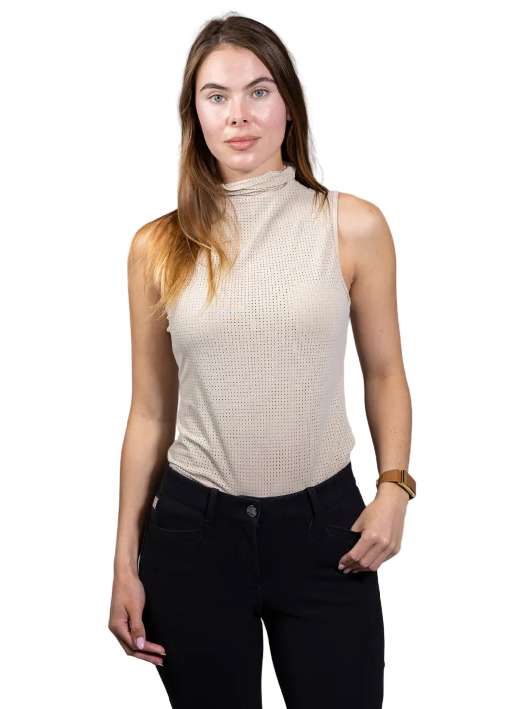 Blaire Perforated Turtleneck Tank Top