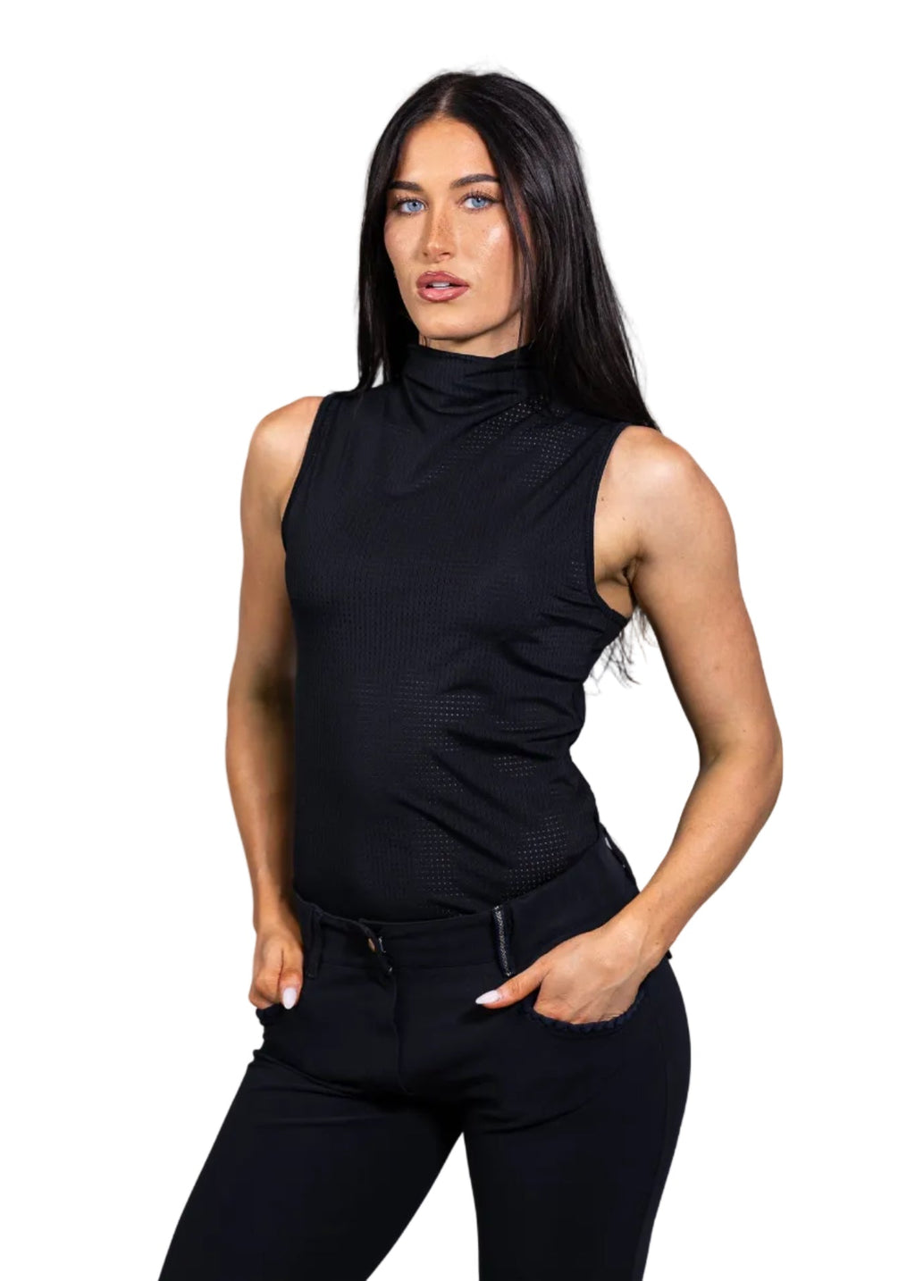 Blaire Perforated Turtleneck Tank Top