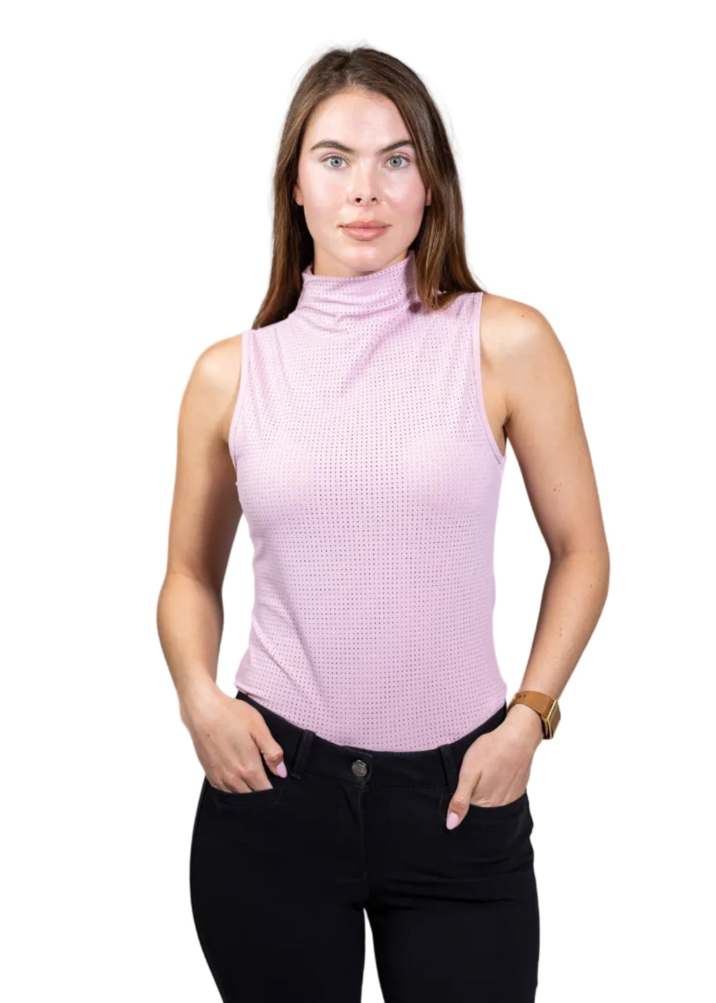 Blaire Perforated Turtleneck Tank Top