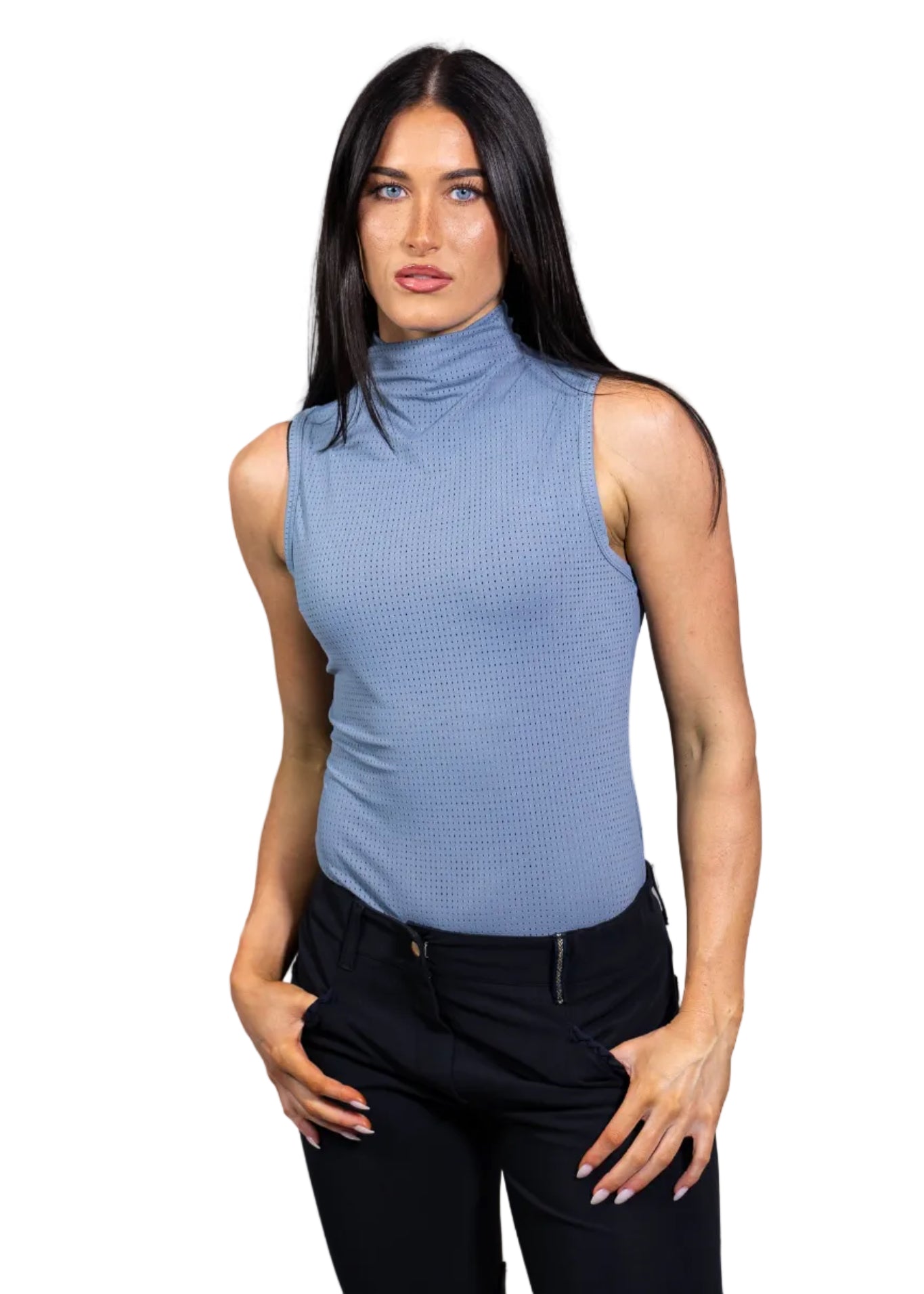 Blaire Perforated Turtleneck Tank Top