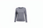 gray long-sleeve athletic top with perferated fabric 