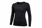 black long-sleeve athletic top with perferated fabric