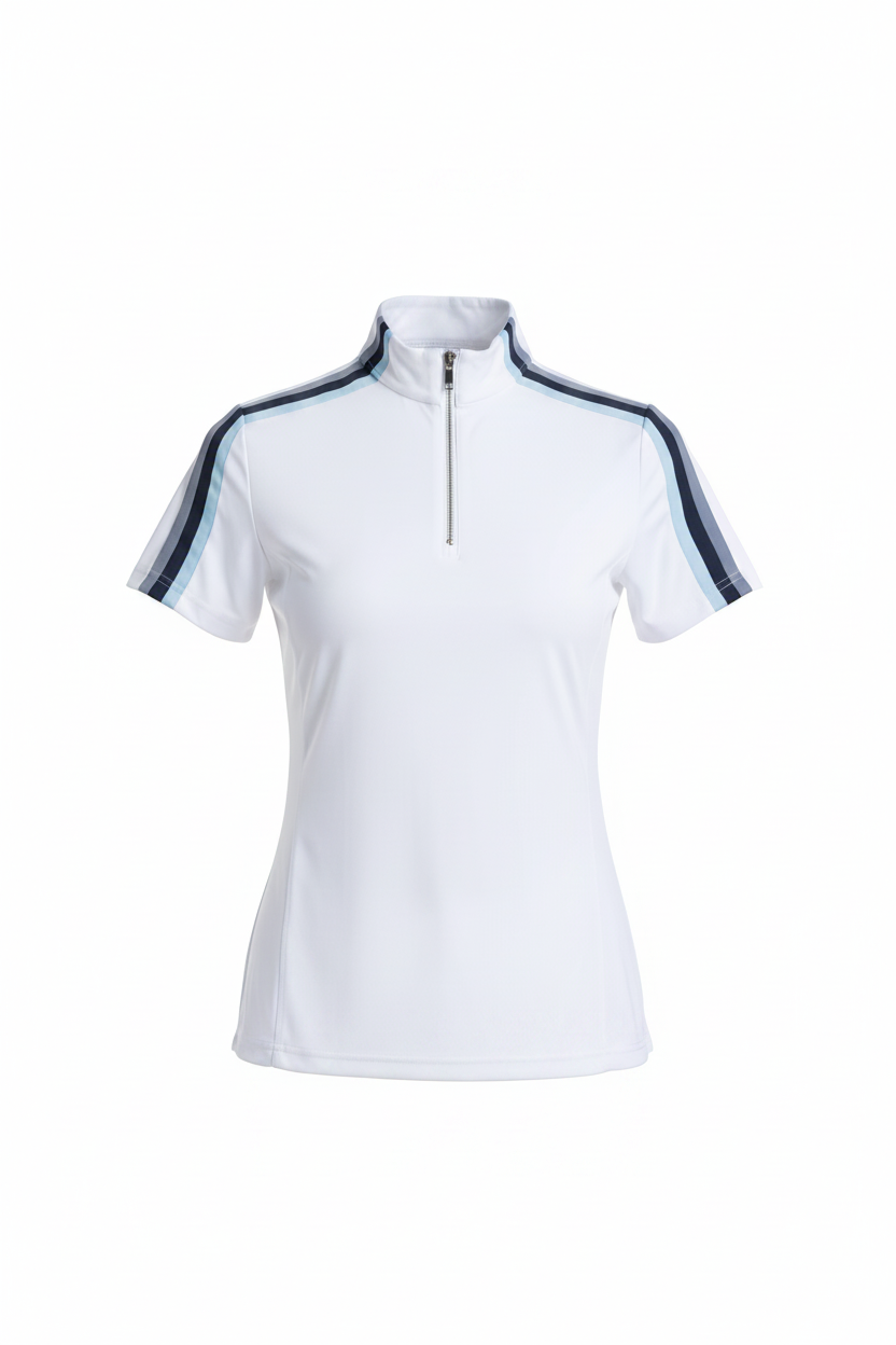 Stripe Short Sleeve Quarter Zip