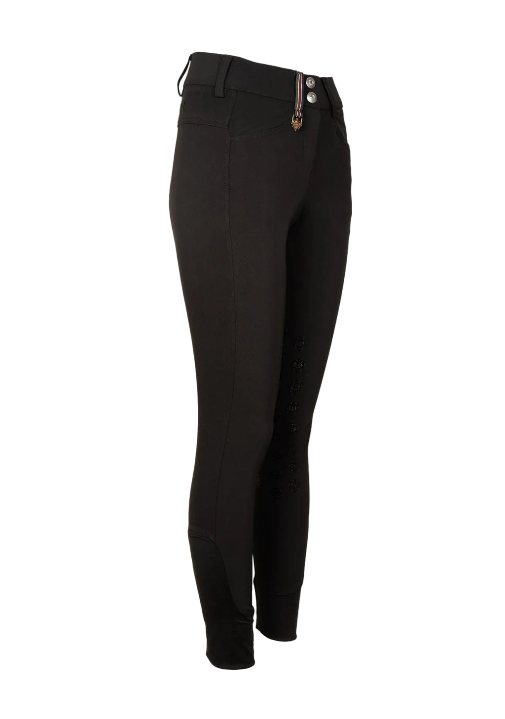 Black riding pants on a beige background