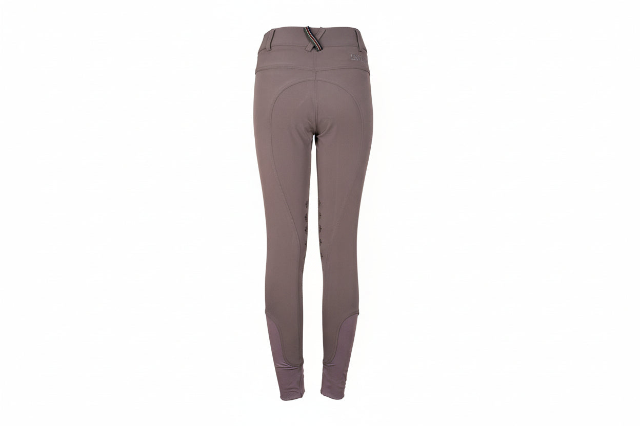 Pair of gray riding pants on a beige background
