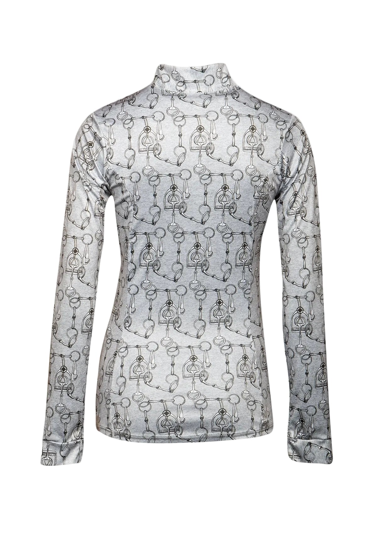 long sleeve athletic top with pattern on a white background