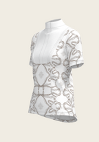 Short Pleated Roped Bridles on White Short Sleeve Show Shirt