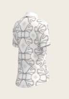 Short Pleated Roped Bridles on White Short Sleeve Show Shirt