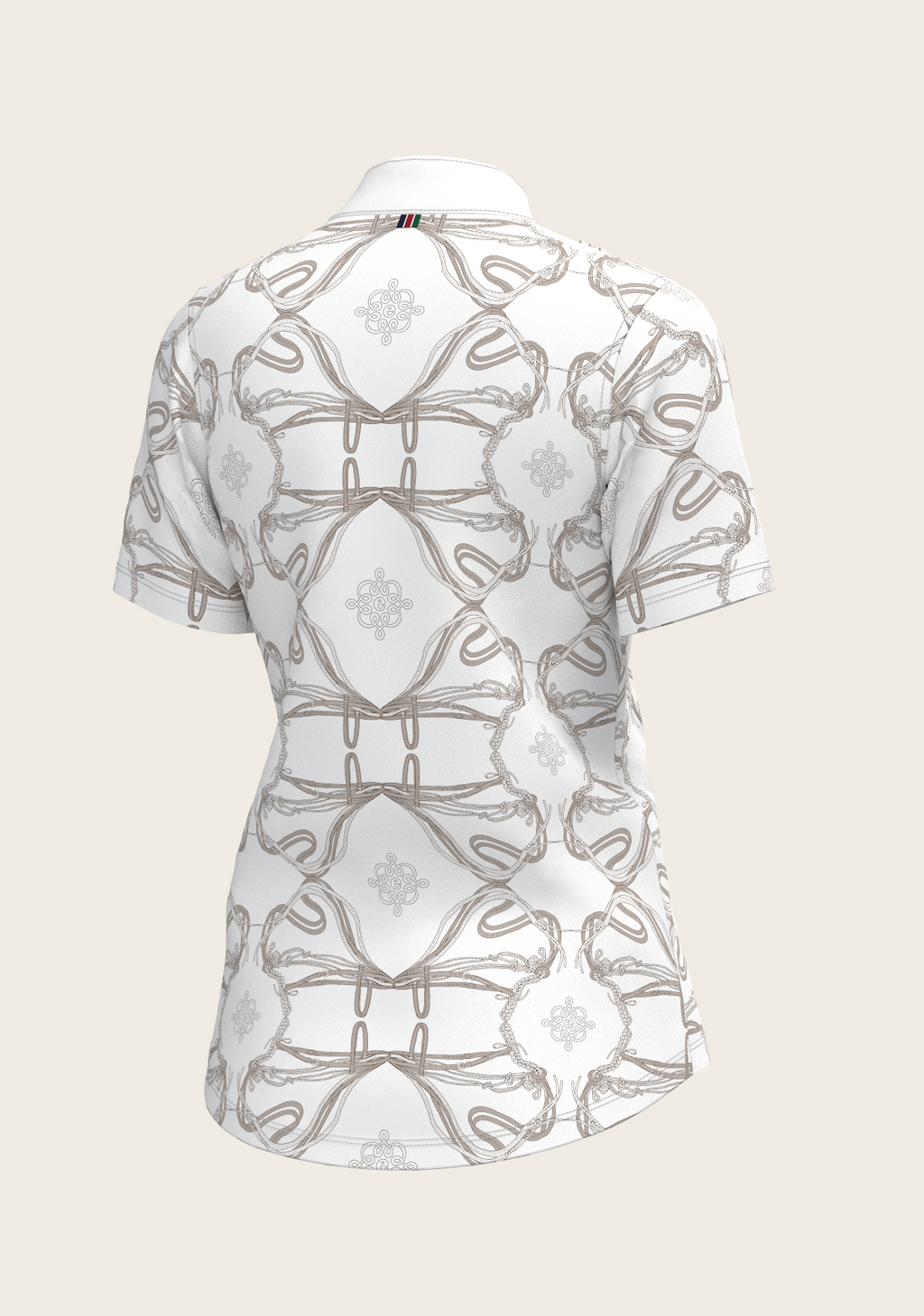 Short Pleated Roped Bridles on White Short Sleeve Show Shirt