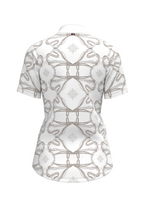 Short Pleated Roped Bridles on White Short Sleeve Show Shirt