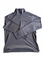 Gray long-sleeve shirt with a quarter-zip on a white background