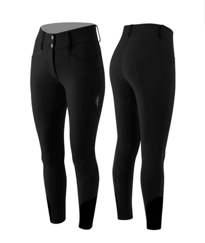 Black equestrian breeches on a white background