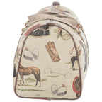 Backpack with equestrian pattern on a white background