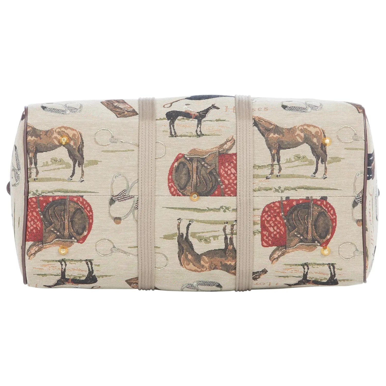  cylindrical bag with horse pattern on a white background