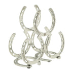 Huntley Horseshoe 3-Bottle Wine Rack, Aluminum Silver Finish