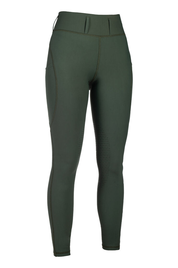 Green riding pants on a white background