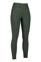 Green riding pants on a white background