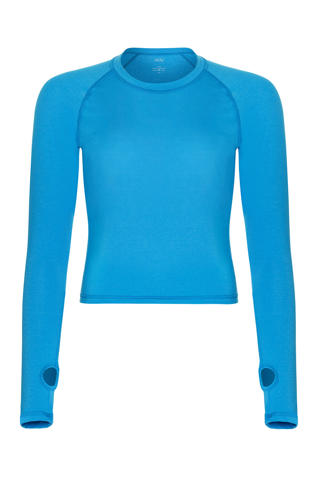Blue long-sleeve shirt on a white background