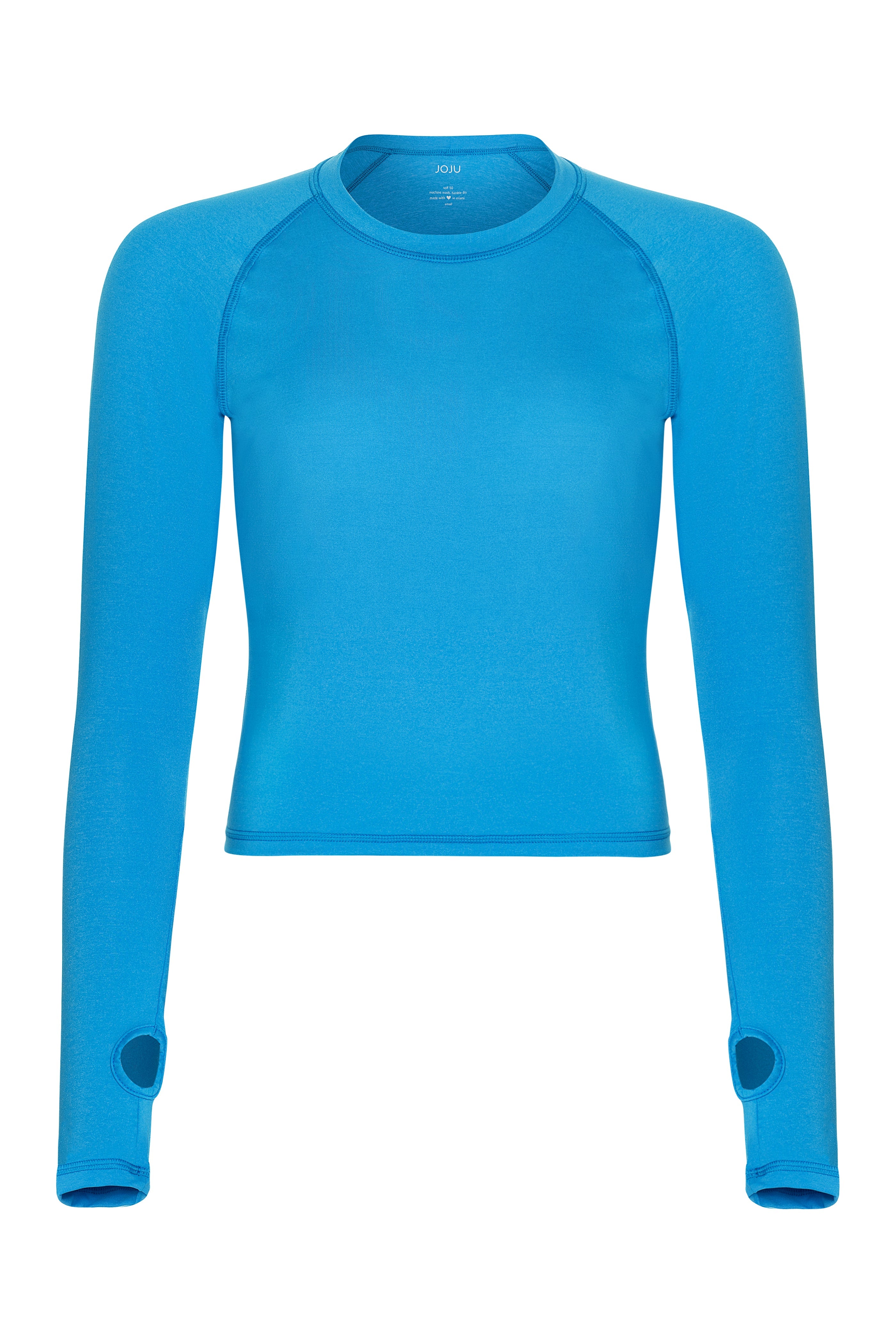 Blue long-sleeve shirt on a white background