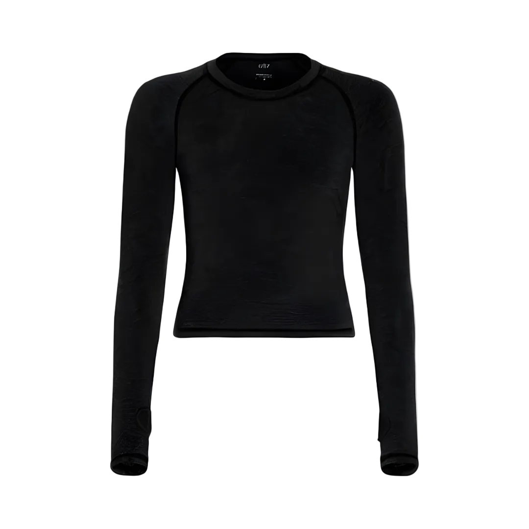 Black long-sleeve shirt on a white background