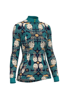 Long-sleeve shirt with animal pattern on a white background