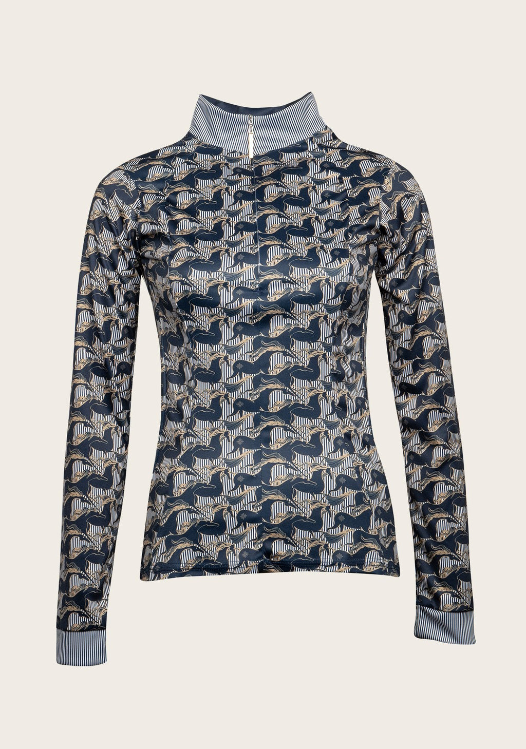 Running Horses Navy Quarter Zip Sun Shirt