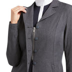 Gray blazer with buttons on a white background