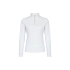 White long-sleeve shirt with a quarter zip on a light gray background
