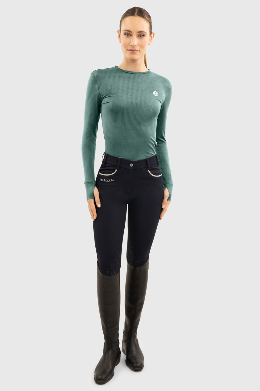 Bluvea Perforated Long Sleeve Crew Neck