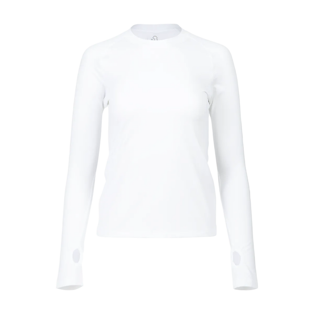 White long-sleeve shirt on a light gray background