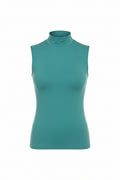 a teal sleeveless athletic top