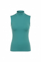 a teal sleeveless athletic top