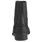 Black leather boot on a white background