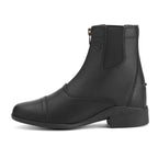 Black riding boot on a white background