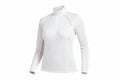 a white 1/4 zip equestrian long-sleeve show shirt 