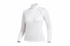 a white 1/4 zip equestrian long-sleeve show shirt 