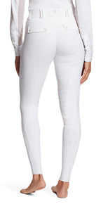 White leggings worn by a person on a white background