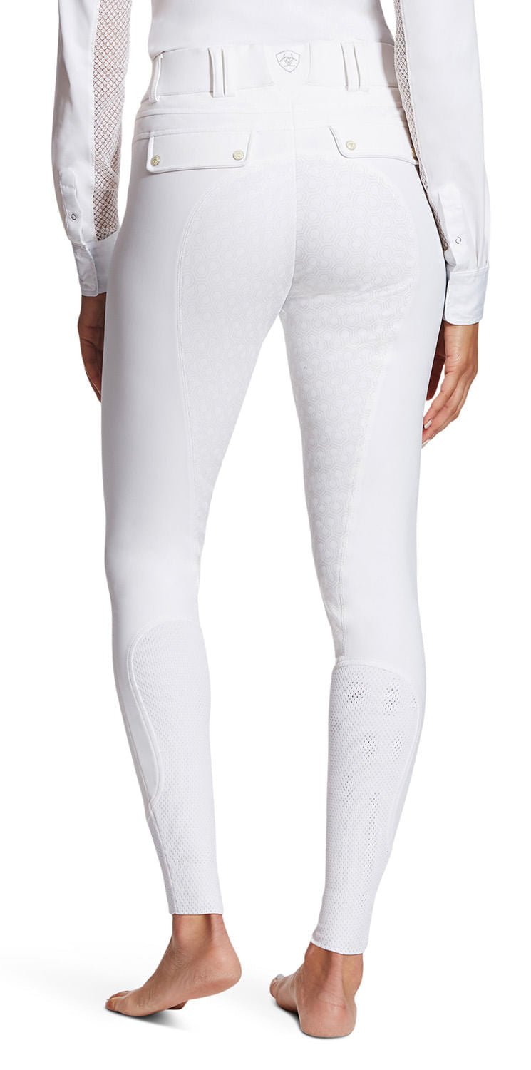 White leggings worn by a person on a white background