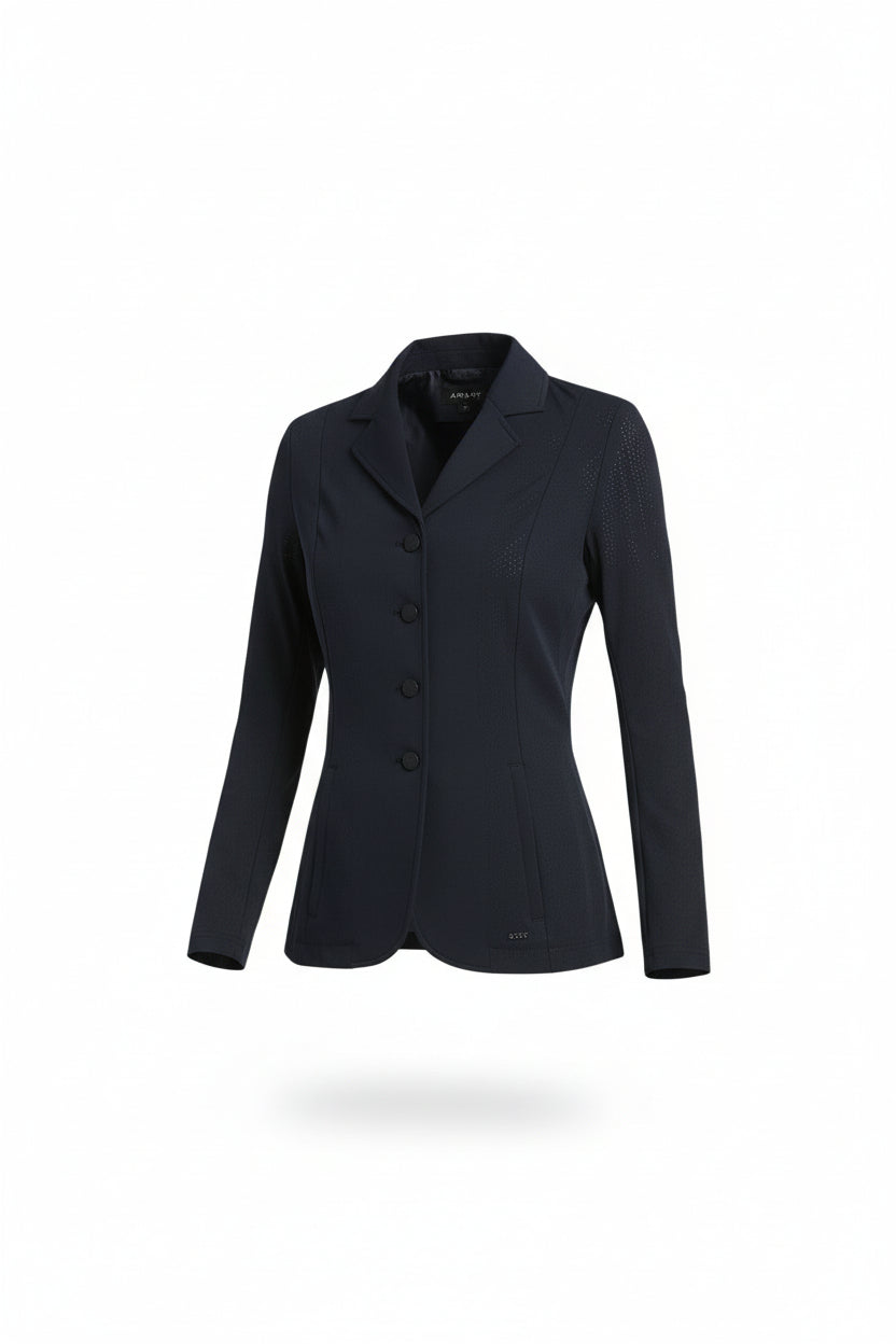 black riding jacket on a white background