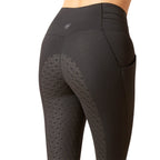 Black leggings with geometric pattern on a white background