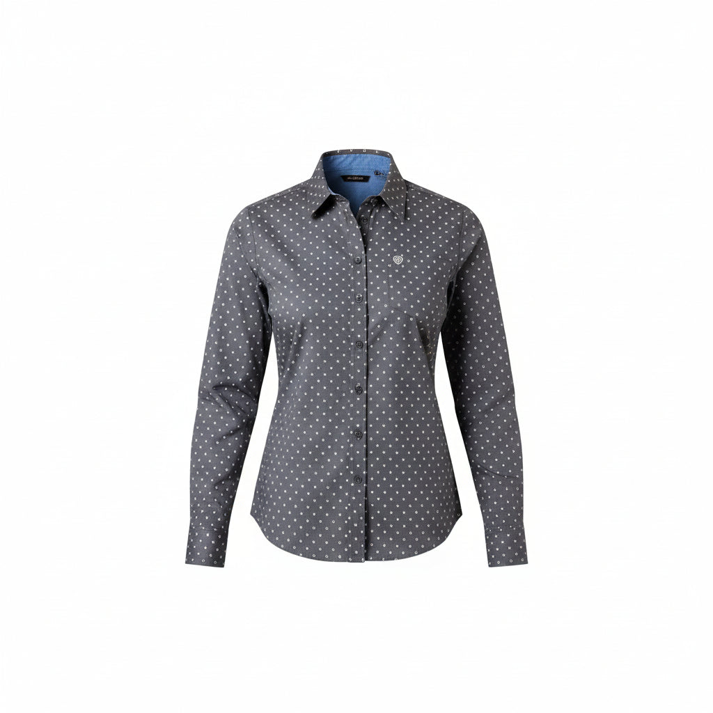a patterned long-sleeve shirt