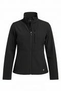 Woman wearing a black jacket on a white background